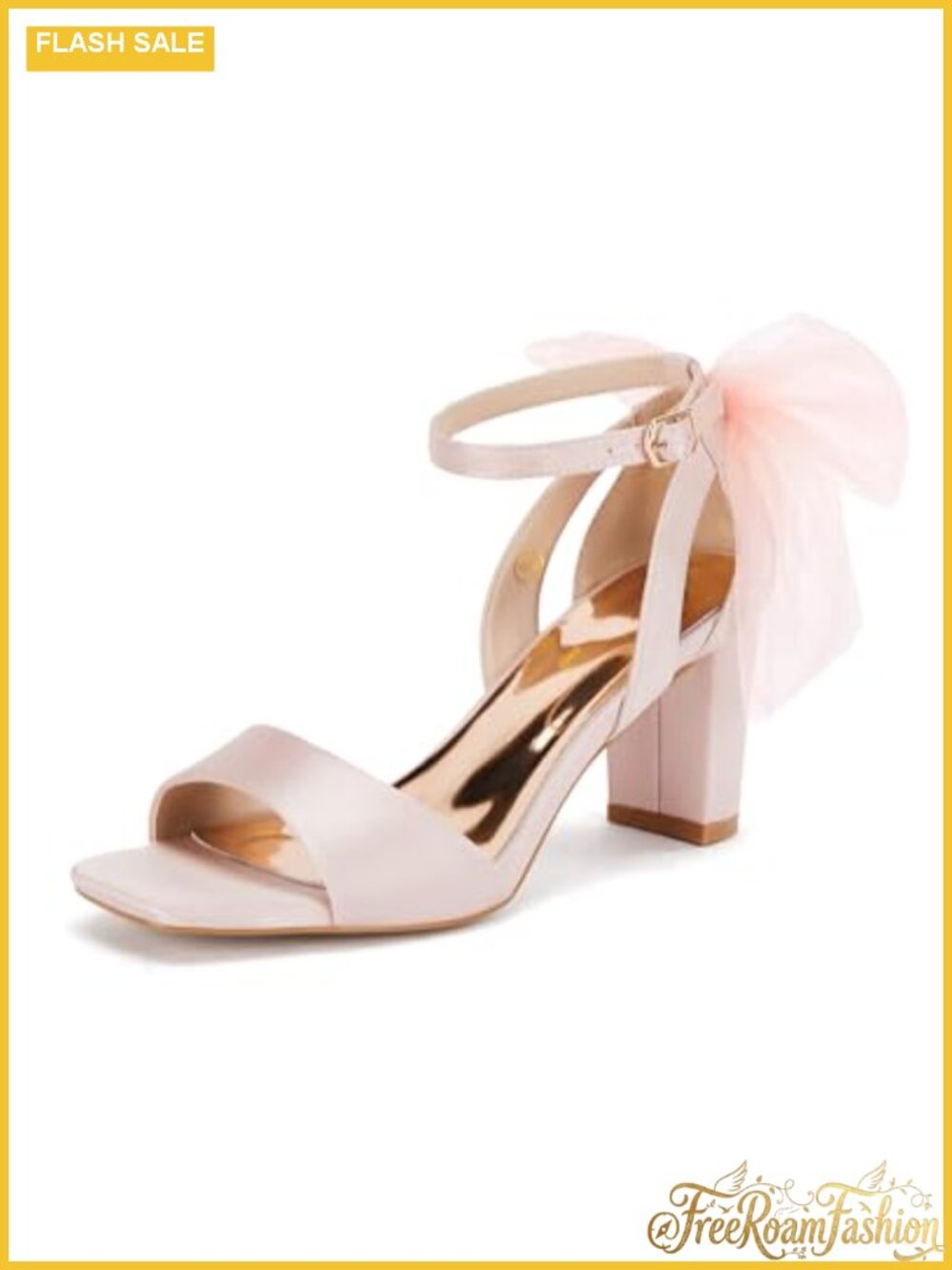 Women's Bow Tie Heeled Sandals Chunky Heels Satin Ankle Strap Dress Wedding